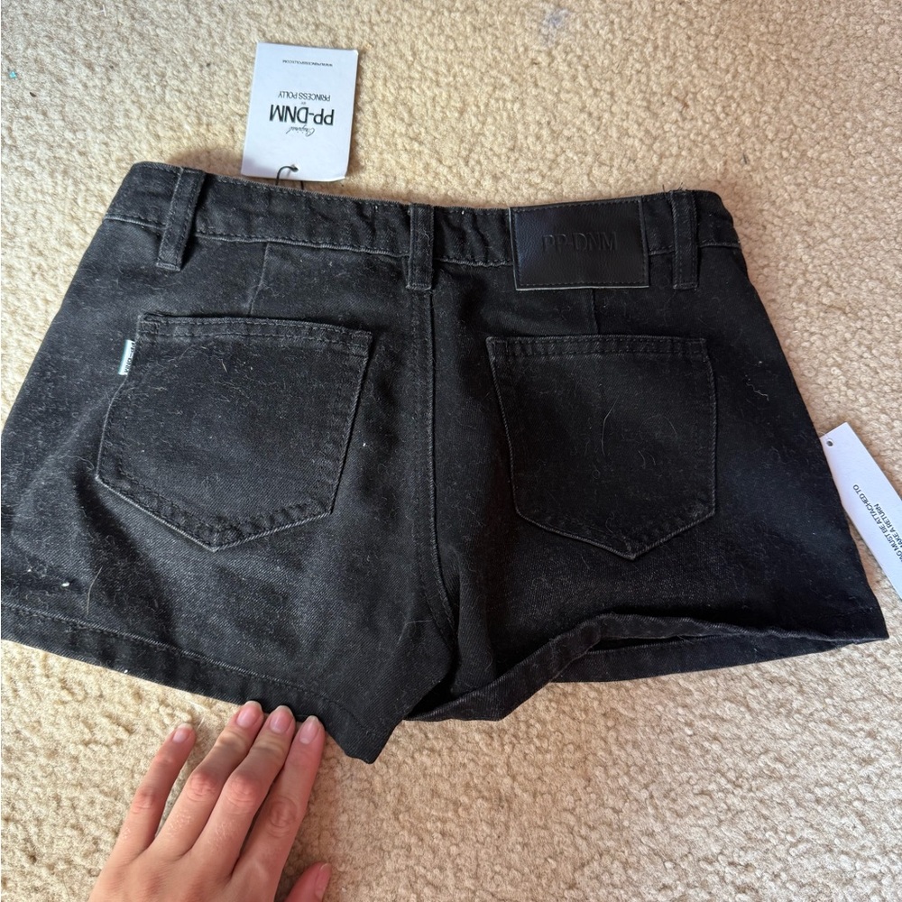 Princess Polly Black Denim Shorts with Studs - Picture 3 of 4